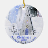 Weihnachten - Alpine Ski Mountain Village Keramik Ornament (Vorne)