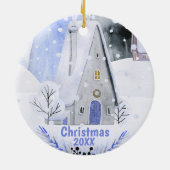 Weihnachten - Alpine Ski Mountain Village Keramik Ornament (Hinten)