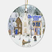 Weihnachten Alpine Ski Mountain Village Straße Sze Keramik Ornament (Links)