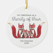 Weihnachten als Familie von vier Personalisierten Keramik Ornament (Vorne)