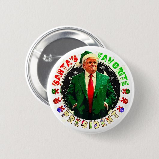 Weihnachten als Favorit des Präsidenten Funny Trum Button (Vorne & Hinten)