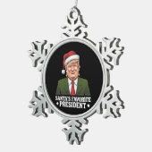 Weihnachten als Favorit des Präsidenten Funny Trum Schneeflocken Zinn-Ornament (Rechts)