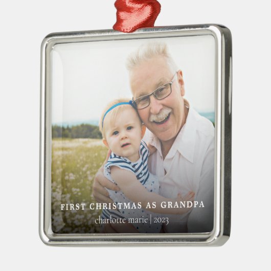 Weihnachten als Großvater Elegantes Foto Urlaub Ornament Aus Metall (Links)