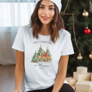 Weihnachten als Niedliche Giraffenfamilie im Mommy T-Shirt