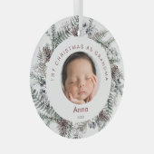 Weihnachten als Oma Baby Foto Foliage Ornament Aus Glas (Vorderseite Rechts)