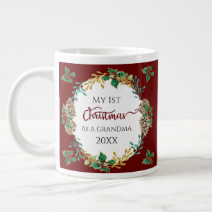 Weihnachten als Oma Foto Holly Pine Cones Jumbo-Tasse
