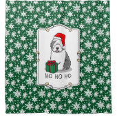Weihnachten - Alte englische Schafhunde (Grau 1) N Duschvorhang (Vorderseite)