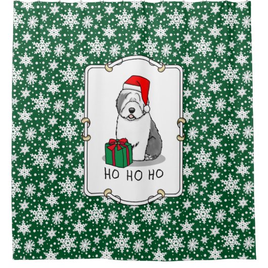 Weihnachten - Alte englische Schafhunde (Grau 1) N Duschvorhang (Vorderseite)