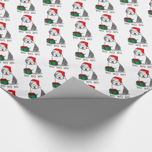 Weihnachten - Alte englische Schafhunde (Grau 1) N Geschenkpapier (Ecke)