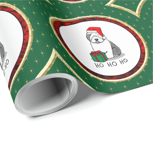 Weihnachten - Alte englische Schafhunde (Grau 1) N Geschenkpapier (Rolleneckpunkt)