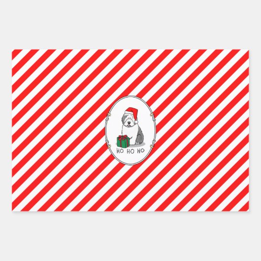 Weihnachten - Alte englische Schafhunde (Grau 1) N Geschenkpapier Set (Vorderseite 2)