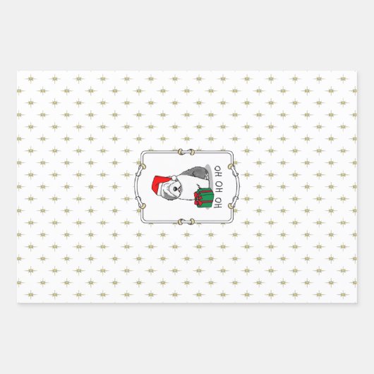 Weihnachten - Alte englische Schafhunde (Grau 1) N Geschenkpapier Set (Vorderseite 3)