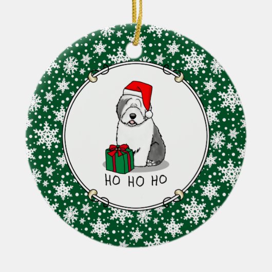 Weihnachten - Alte englische Schafhunde (Grau 1) N Keramik Ornament (Vorne)