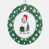 Weihnachten - Alte englische Schafhunde (Grau 1) N Keramik Ornament (Links)