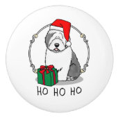 Weihnachten - Alte englische Schafhunde (Grau 1) N Keramikknauf (Vorderseite)