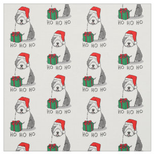 Weihnachten - Alte englische Schafhunde (Grau 1) N Stoff