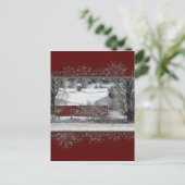 Weihnachten Alter Roter Stall im Schnee Postkarte (Stehend Vorderseite)