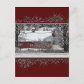Weihnachten Alter Roter Stall im Schnee Postkarte (Vorderseite)