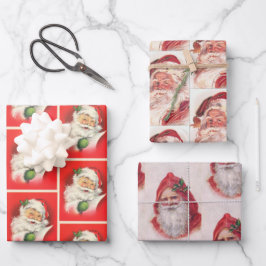 Weihnachten Alter Stil Vintager Weihnachtsmann Mus Geschenkpapier Set
