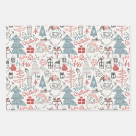 Weihnachten Alter Stil Vintages Muster Geschenkpapier Set