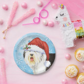 Weihnachten Altes englisches Sheepdog Papier Platt Pappteller (Party)
