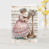 Weihnachten Altes Mädchen spielen Harfe Karte (Gelbe Blume)