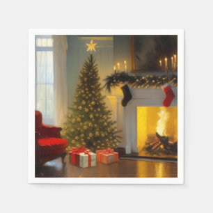 Weihnachten am Feuer Serviette