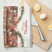 Weihnachten am Flughafen Thema für Fluggeschenke Geschirrtuch (Viertel Falte)