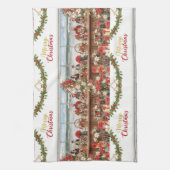 Weihnachten am Flughafen Thema für Fluggeschenke Geschirrtuch (Vertikal)