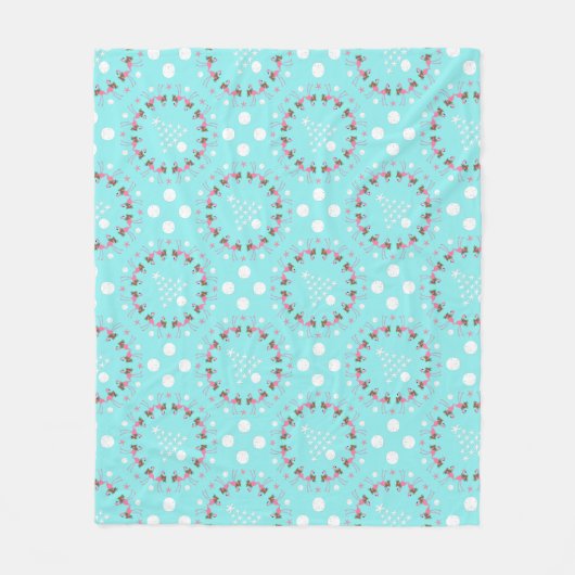 Weihnachten am Meer Flamingos Seashells Fleecedecke (Vorderseite)