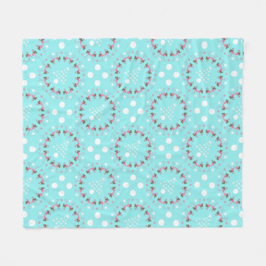 Weihnachten am Meer Flamingos Seashells Fleecedecke (Vorderseite (Horizontal))