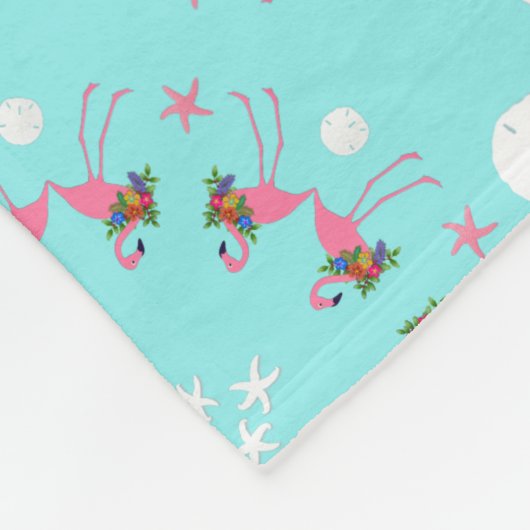 Weihnachten am Meer Flamingos Seashells Fleecedecke (Ecke)
