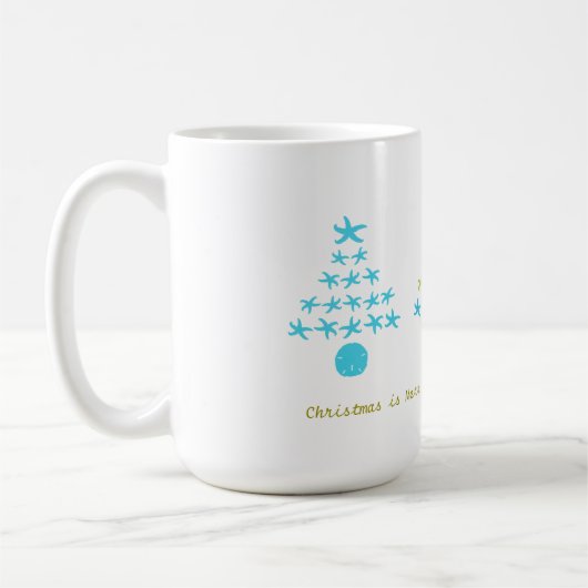 Weihnachten am Sea Starfish Trees Sprichwort Kaffeetasse (Links)