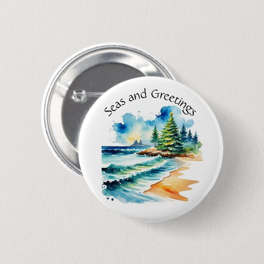 Weihnachten am Strand Button (Vorne & Hinten)