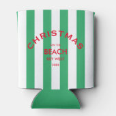 Weihnachten am Strand Custom Green Cabana Streifen Dosenkühler (Rückseite)