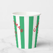Weihnachten am Strand Custom Green Cabana Streifen Pappbecher (Links)