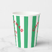 Weihnachten am Strand Custom Green Cabana Streifen Pappbecher (Rechts)