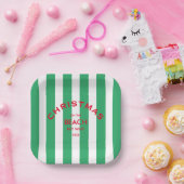 Weihnachten am Strand Custom Green Cabana Streifen Pappteller (Party)