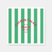 Weihnachten am Strand Custom Green Cabana Streifen Serviette (Vorderseite)