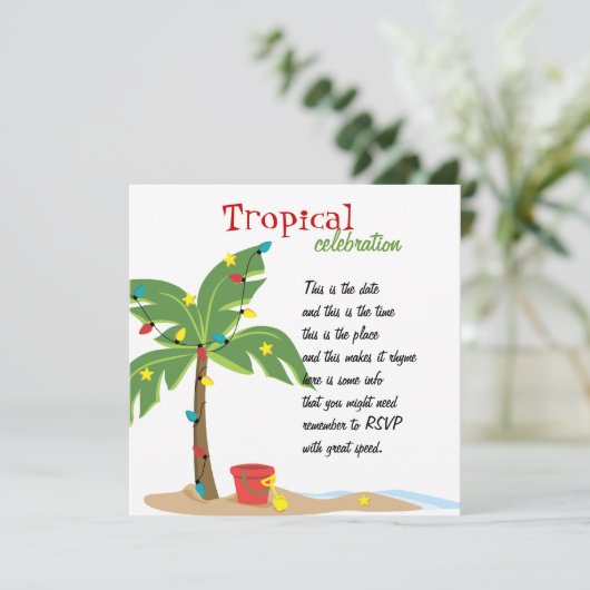 Weihnachten am Strand Einladung (Stehend Vorderseite)