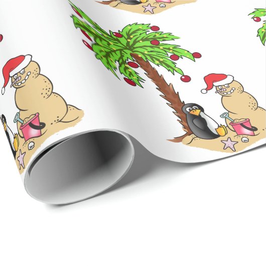 Weihnachten am Strand Geschenkpapier (Rolleneckpunkt)