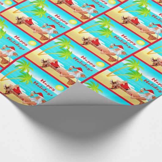 Weihnachten am Strand Geschenkpapier (Ecke)