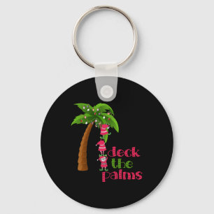 WEIHNACHTEN AM STRAND Grafik SANTAS ELVES PALME Schlüsselanhänger