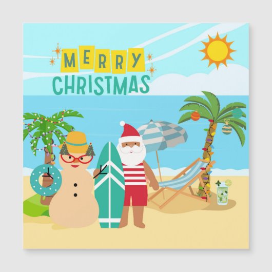 Weihnachten am Strand Magnetkarte (Vorderseite)