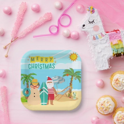 Weihnachten am Strand Pappteller (Party)