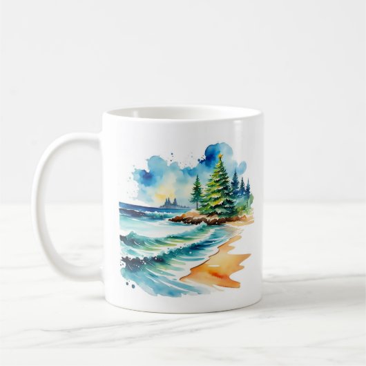 Weihnachten am Strand Personalisierter Becher Kaffeetasse (Links)