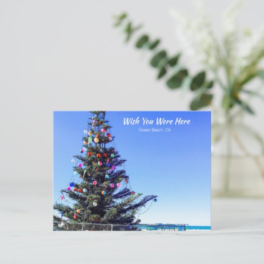 Weihnachten am Strand Postkarte (Stehend Vorderseite)