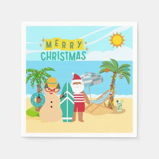 Weihnachten am Strand Serviette (Vorderseite)