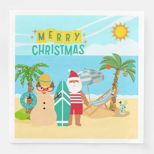 Weihnachten am Strand Serviette (Vorderseite)