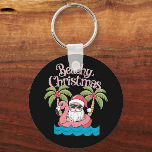 Weihnachten am Strand Tropischer Urlaub Santa Beac Schlüsselanhänger
